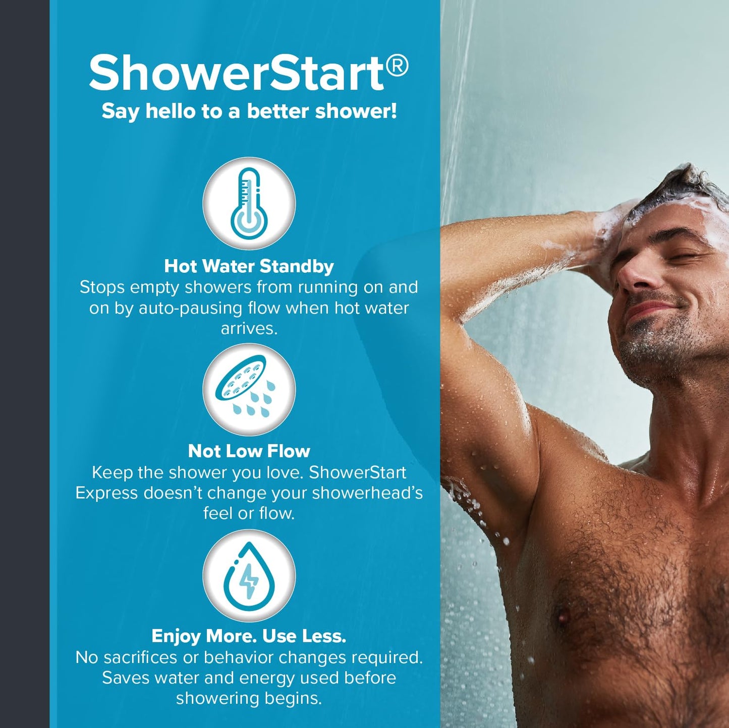 Evolve ShowerStart Thermostatic Shut-off Valve, Water- and Energy-Saving Valve for Most Bathroom Fixtures, Not Low Flow, Uniform Plumbing Code Certified, 1-Pack