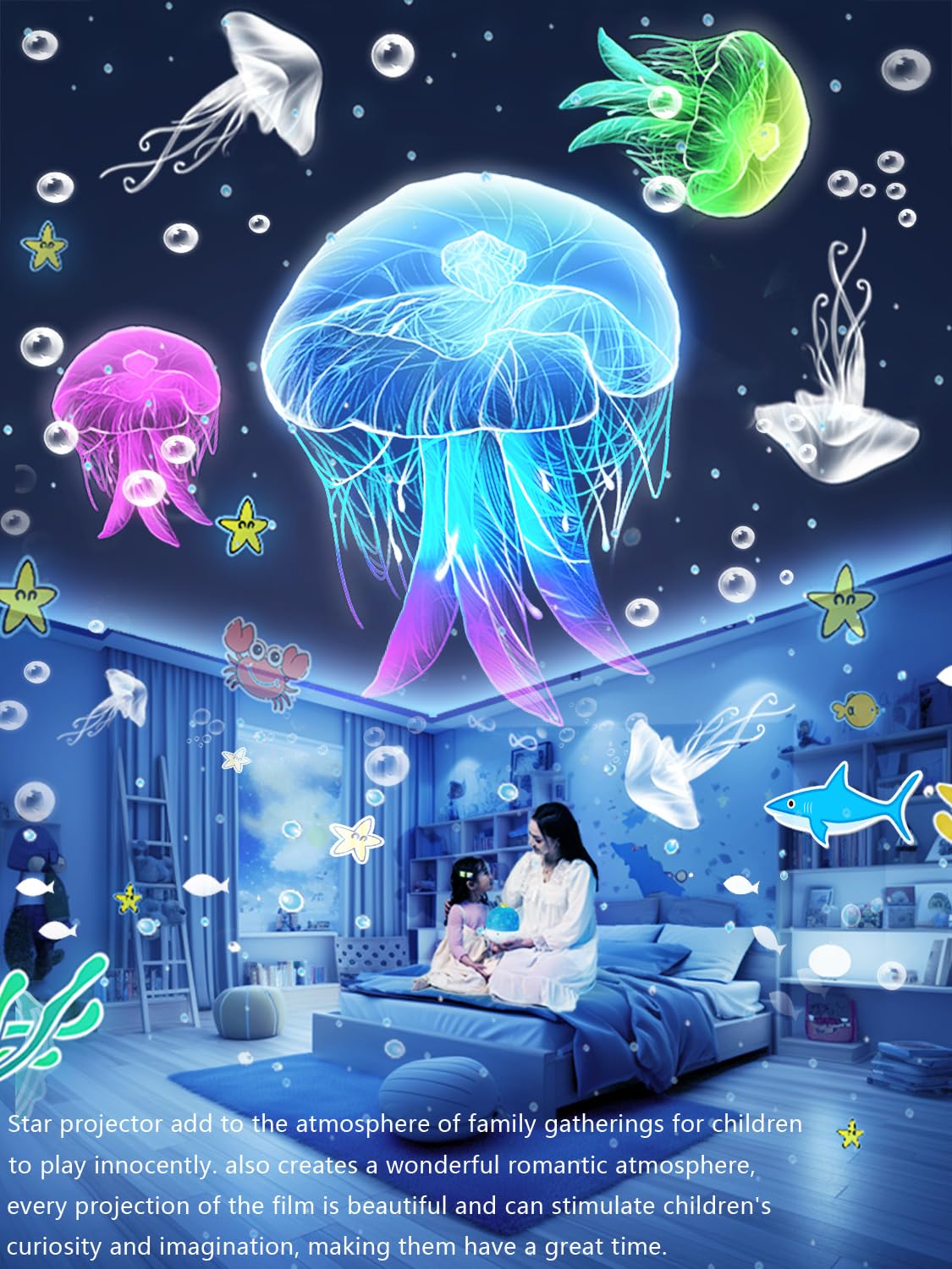 21 Sets of Films, Projector Night Light for Kids Bedroom, Ceiling, Kids Night Light Projector, Star Galaxy Projector with 360° Rotation Dimmable for Girls, Birthday, Christmas, Nursery, Room Decor