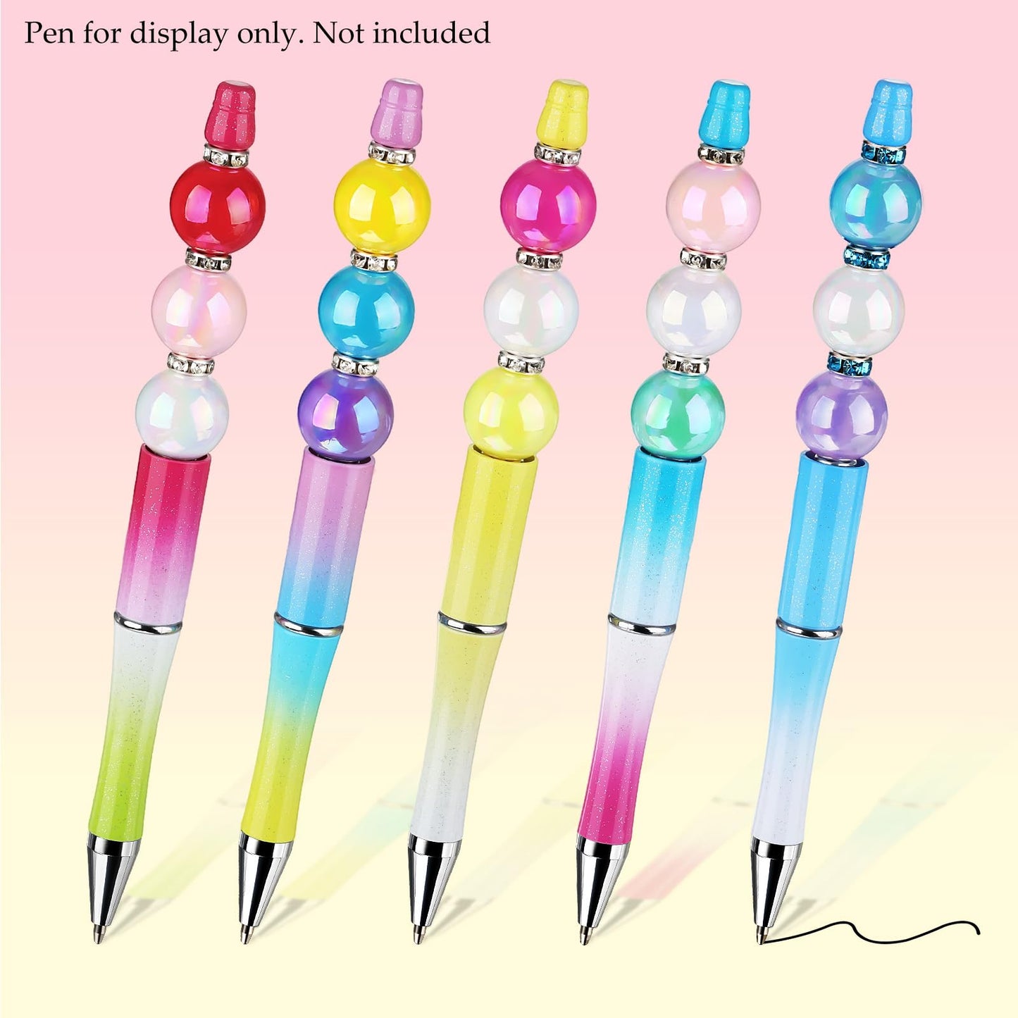 232pcs Beads for Pens, Funtopia Acrylic Focal Beads for Beadable Pens, 16mm Rainbow Chunky Bubblegum Bead with Rondelle Spacer Bead for Keychains DIY Craft Bracelets