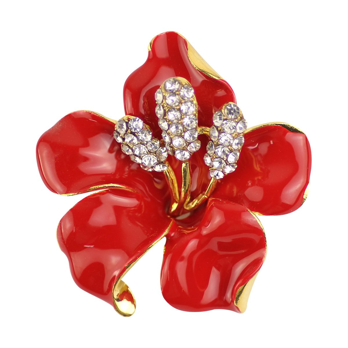 Merdia Designer Brooch with Created Crystal | Elegant Collar Pins for Women, Red 29.8g