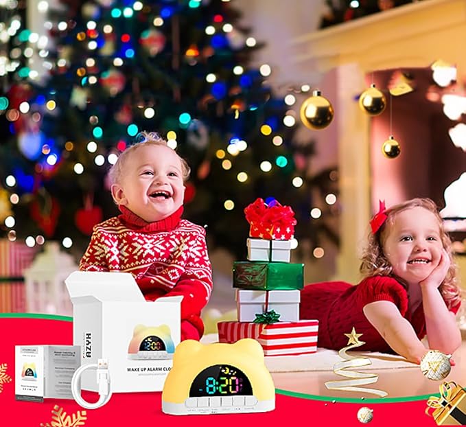 Azyh Alarm Clock for Kids, Ok to Wake Clock with Green Light Red Light, Children's Sleep Trainer,10 Ringtones,3 Brightness, Dual Alarms, Digital Alarm Clock for Adults Boy Girl Toddler Bedroom