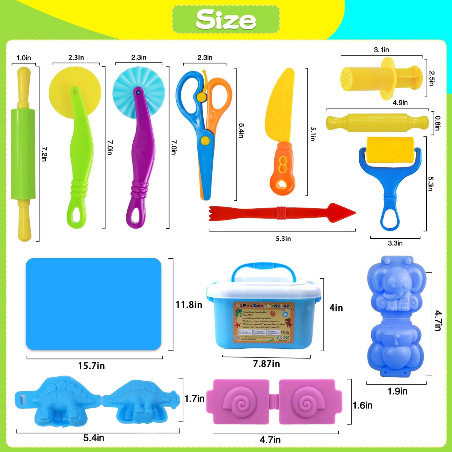 Dough Tool Set, 31 Pcs Basic Dough Tools Kits for Kids, Dough Accessories Includes Storage Container, Mat, 3D Animal, Cutters Roller, Rolling Pins, Safety Scissors