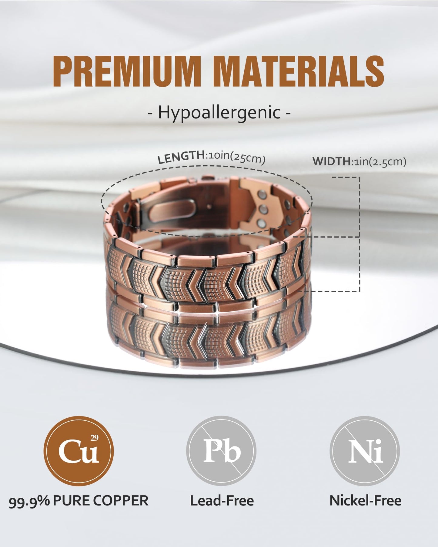 Jecanori Copper Bracelet for Men, 3X Strength Magnetic Bracelets for Men - Premium Fold-Over Clasp