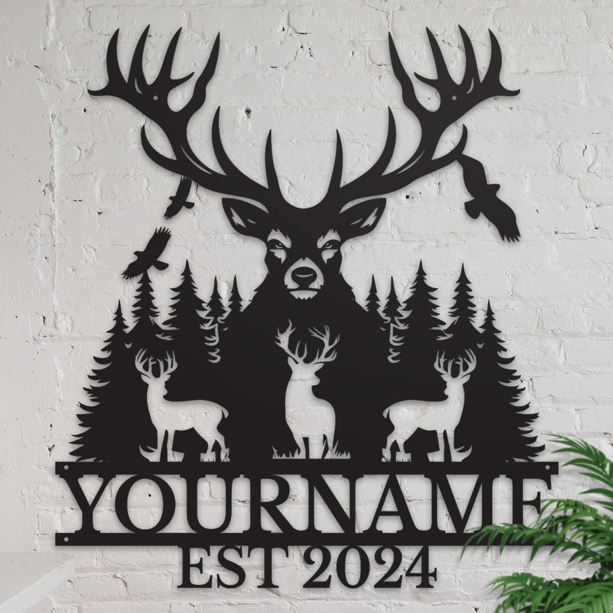 Personalized Metal Signs: Custom Shed Wall Decor, Black Deer Wall Art, Home Signs Plaques, Outdoor Decorative Signage (Style A)