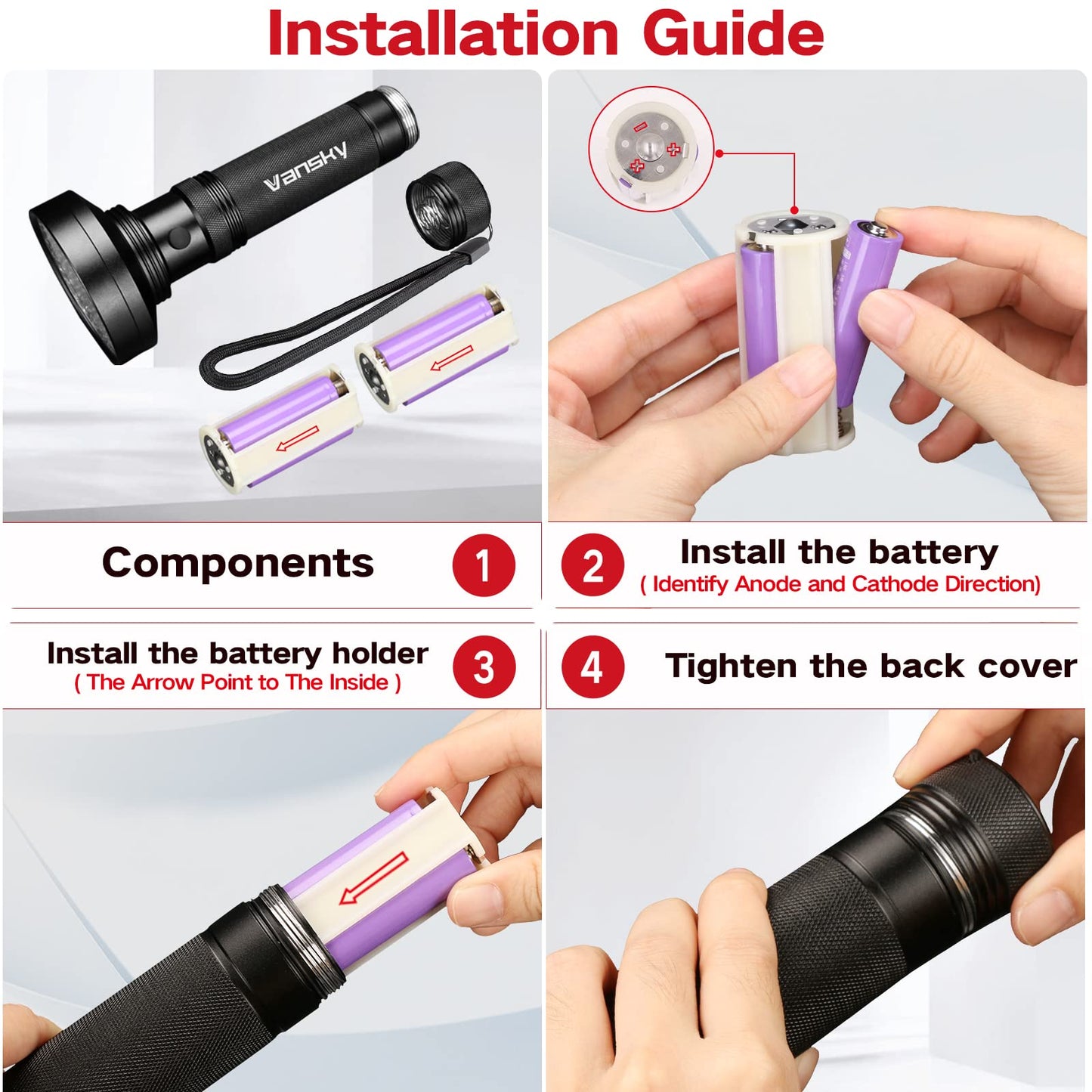 Vansky Black Light UV Flashlights, Ultra Bright 100 LED 395nm Ultraviolet Blacklight Detector for Dog Cat Pet Urine, Dry Stains and Bed Bug, Matching with Pet Odor Eliminator