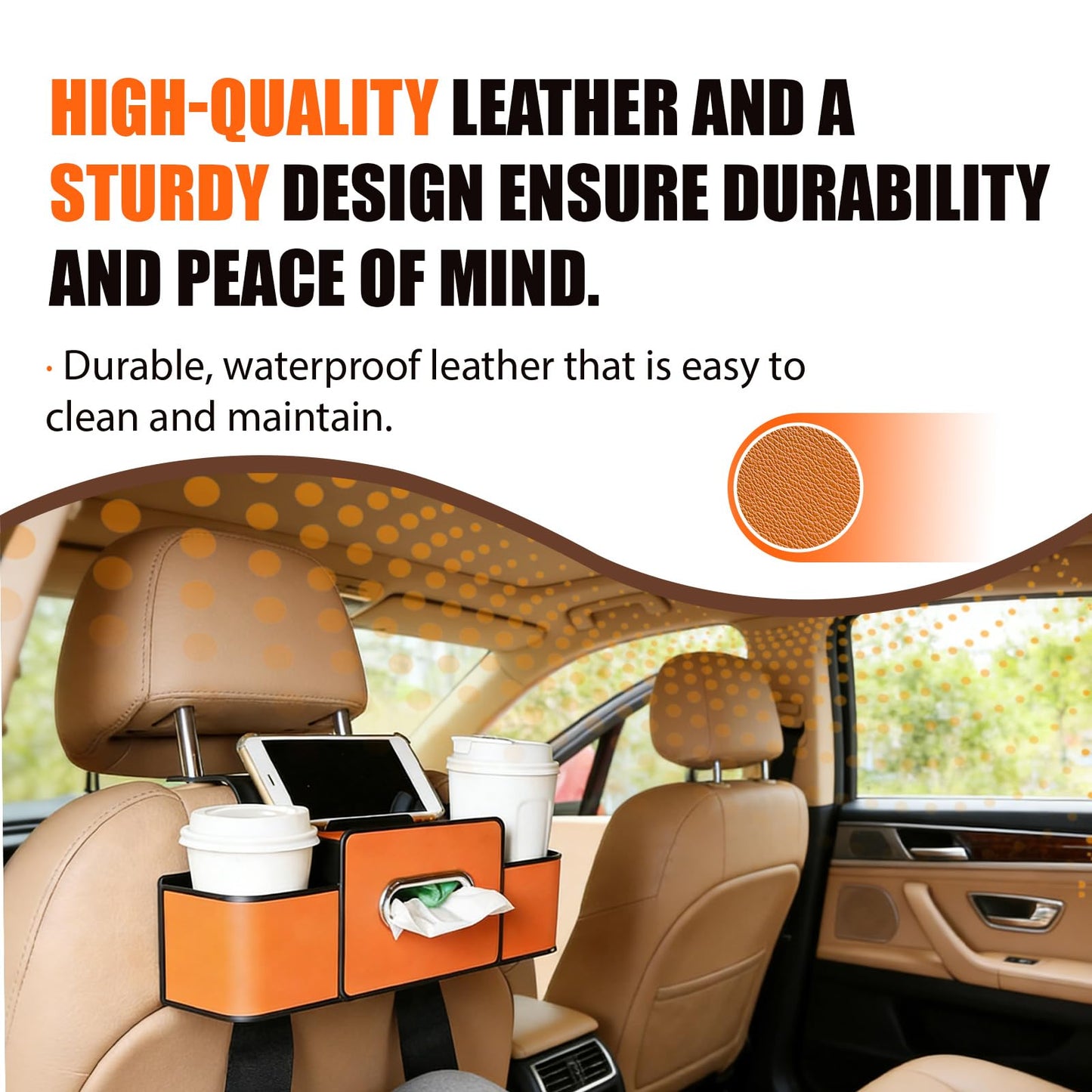 Lityso Backseat Car Organizer Storage Bag Seat Holder Cup Tissue Box Caddy Multifunction Rear Middle Hook Silicone Cover Trunk Hatchback Premium Automotive Universal(Black)