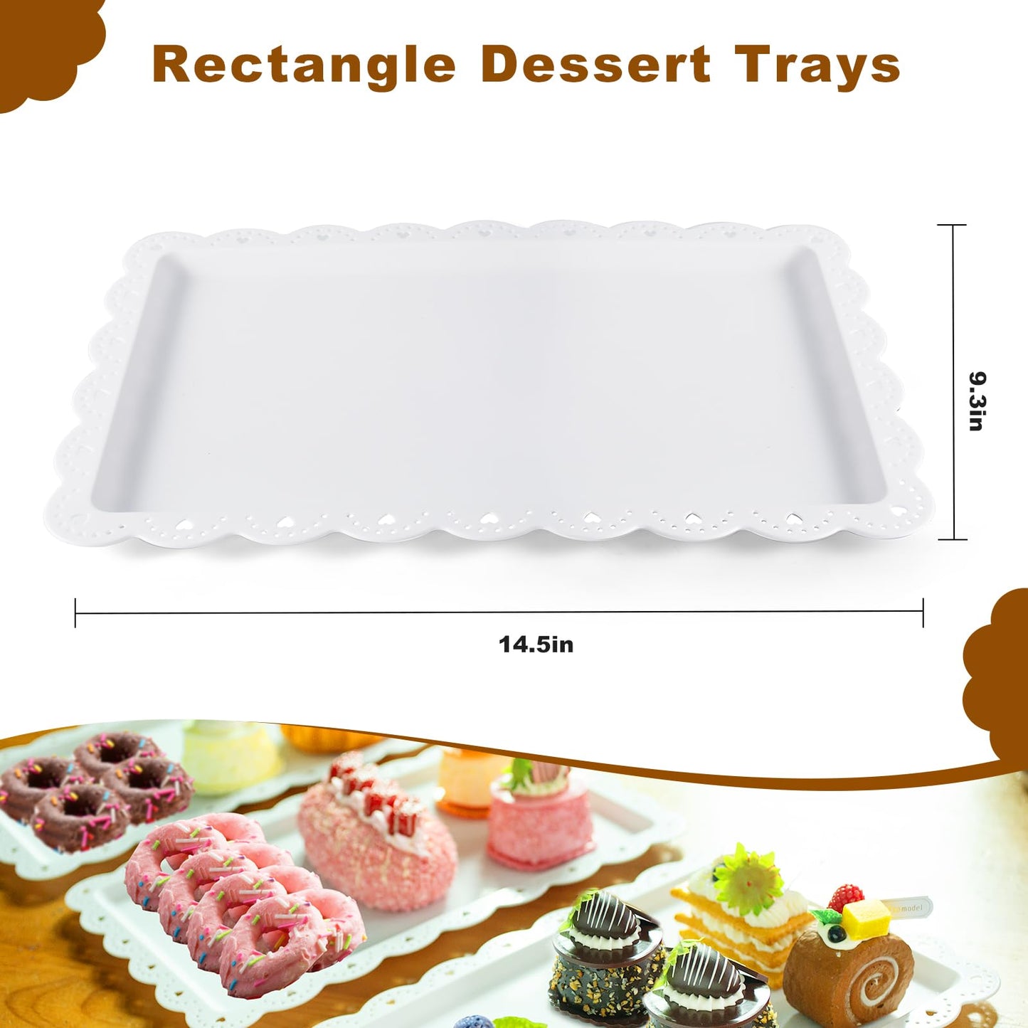Wgbon 5 Pack Dessert Table Display Set, 2 Sets 3 Tier Cupcake Stand, 3 Pcs Food Serving Trays, Tiered White Plastic Cup Cake Tower for Birthday Baby Shower Wedding and Tea Party Supplies (5, Large)