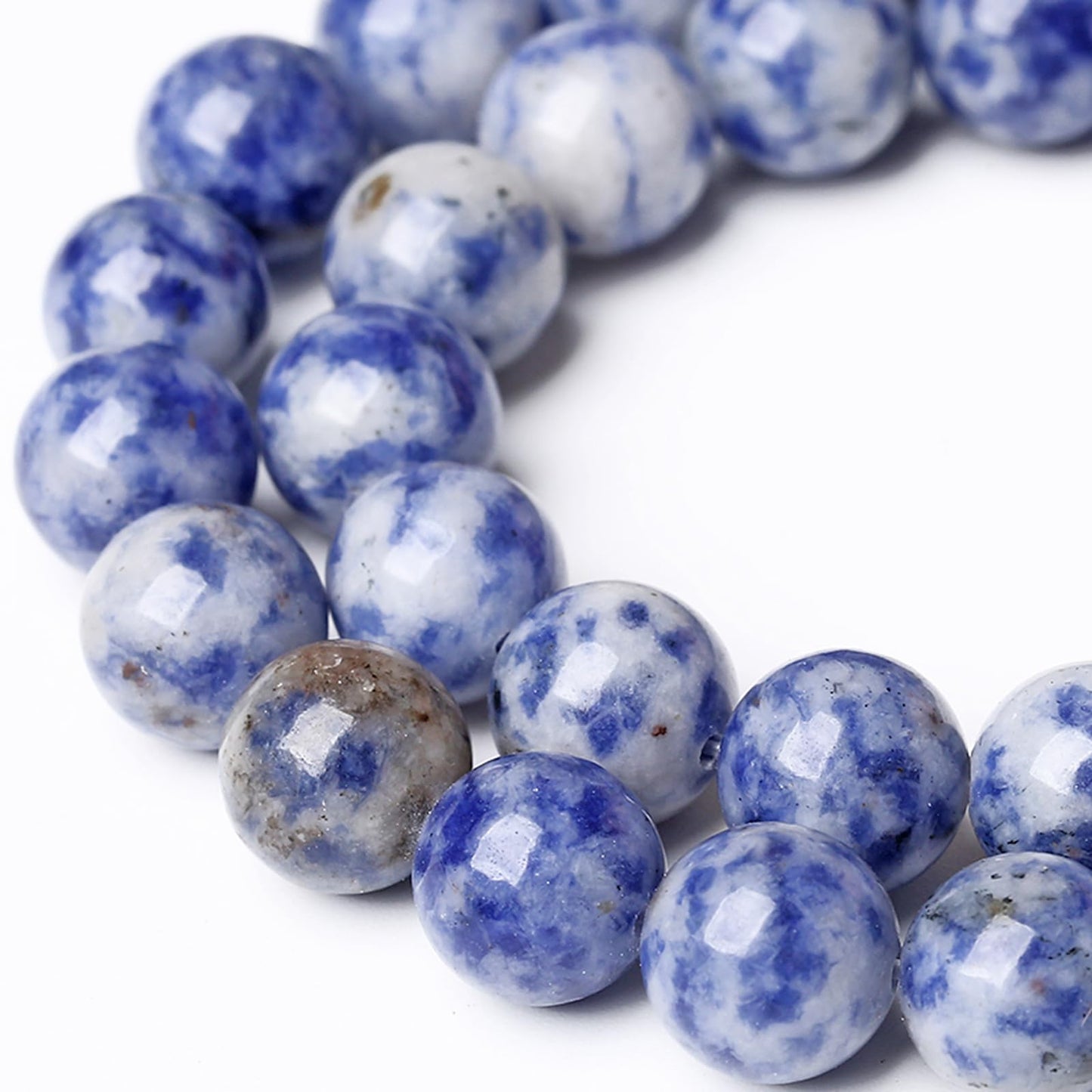 Natural Blue Spot Jaspers Stone Beads for Jewelry Making Round Gemstone Beads DIY Bracelet Necklace 180pcs 4MM 2 Strands 32"