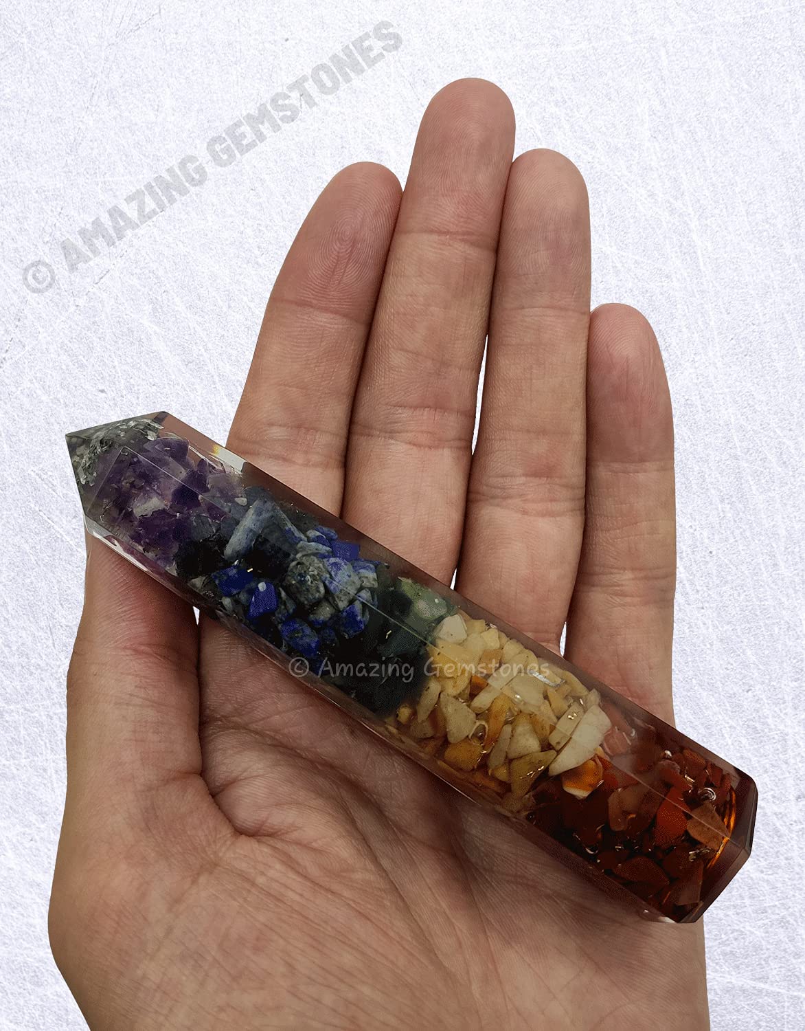 Amazing Gemstone Seven Chakra Crystal Orgone Towers ~ Natural Healing Crystal Point Obelisk for Reiki Healing and Crystal Grid (4.5 to 5 Inch, Pack of 1)