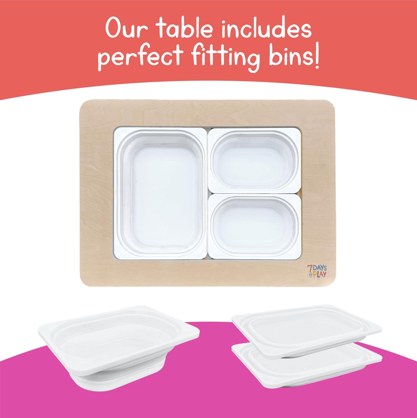 7 Days of Play Sensory Play Activity Table with Foldable Legs, Storage Bins, and Lid – Sensory Table for Toddlers & Kids | Great Gift for Birthdays, Christmas & Special Occasions