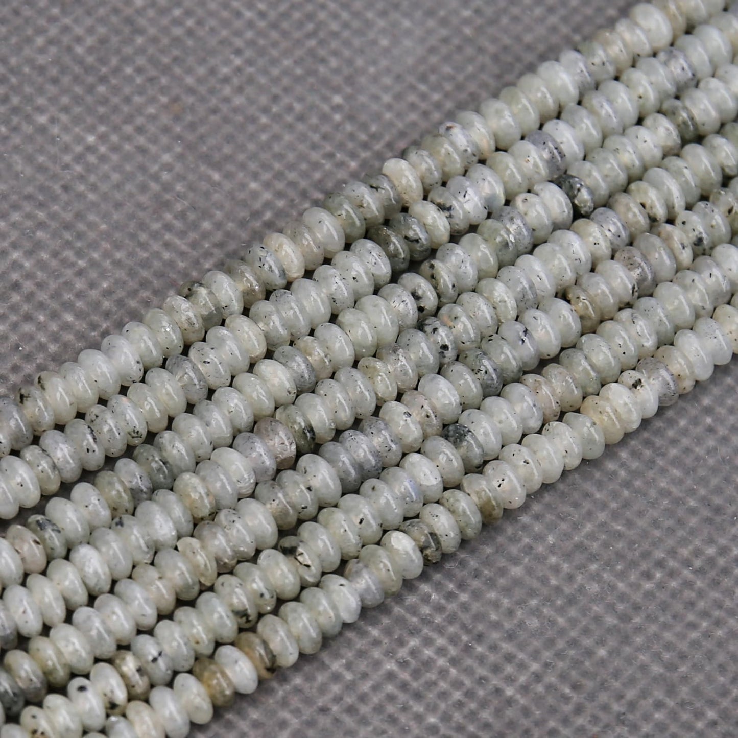 BONNY BOXX 1 Strand (150PCs) Natural 2 * 4mm Grey Labradorite Rondelle Beads, Natural Abacus Disk Stone Beads Loose Spacer Gemstone for DIY Bracelet Necklace Jewelry Making