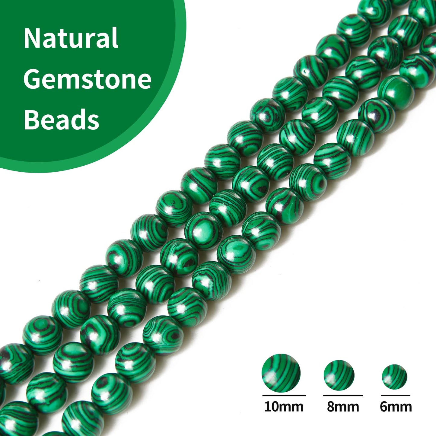 35pcs 10mm Natural Malachite Beads Gemstone Beads Round Loose Beads for Jewelry Making