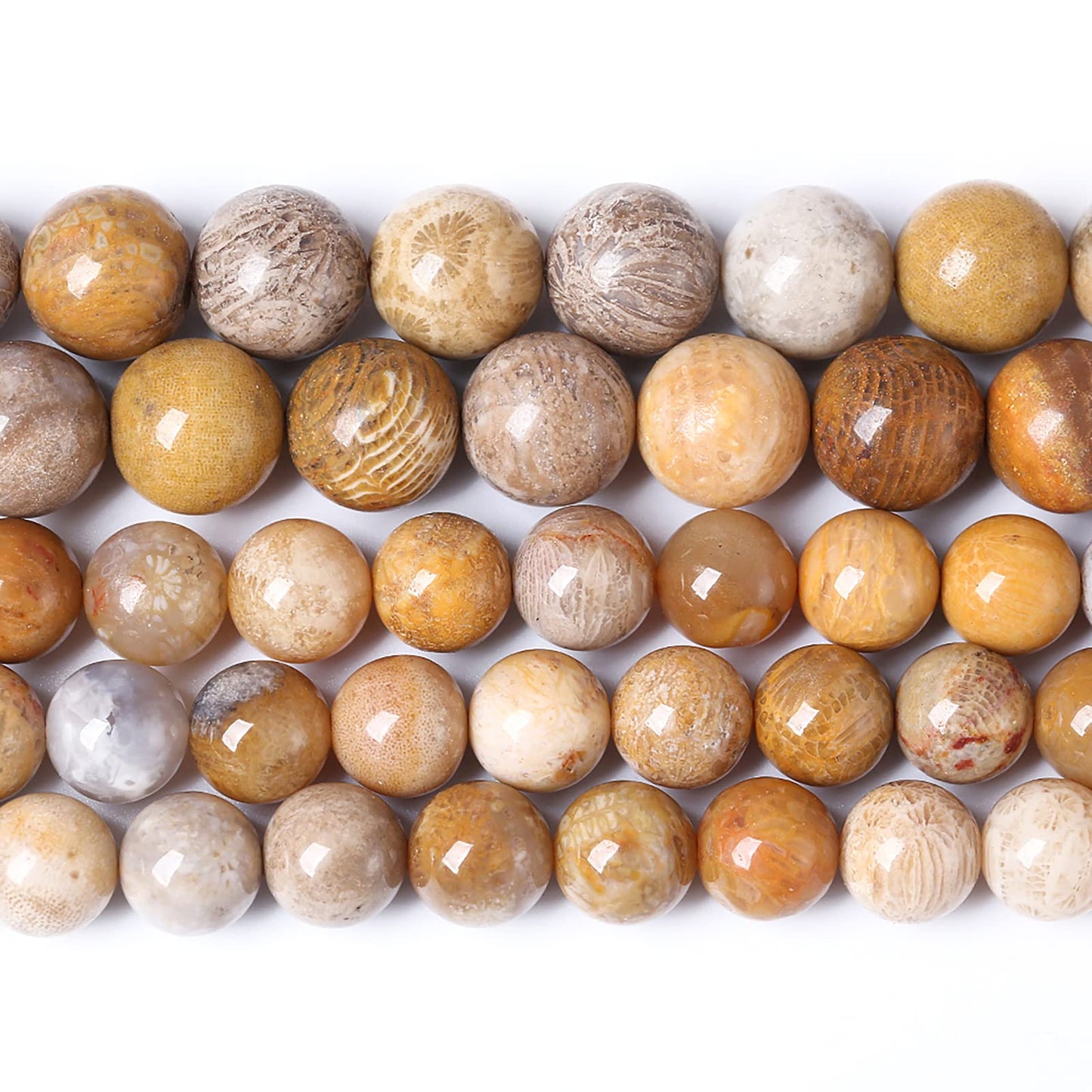60pcs 6mm Natural Coral Jade Chrysanthemum Stone Beads Round Loose Beads for Jewelry Making,DIY Bracelet Necklace