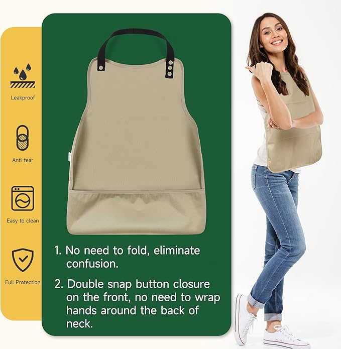 Adult Bibs-3 Pcs Washable Clothing Protector with Upgraded Crumb Catcher