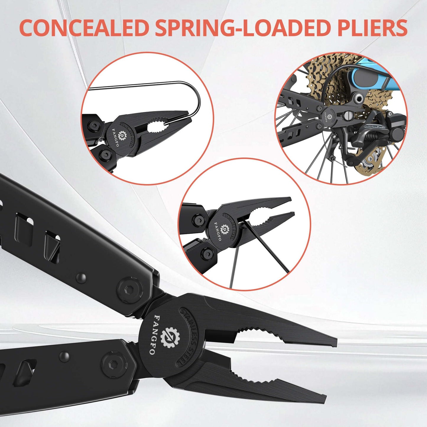 Multitool 17-in-1 Stainless Steel Multi Tool with Pocket Knife Needle Nose Pliers Bottle Opener Screwdriver Self-Locking Professional Multi-Tool for Outdoor Survival Gifts for Men(Black)