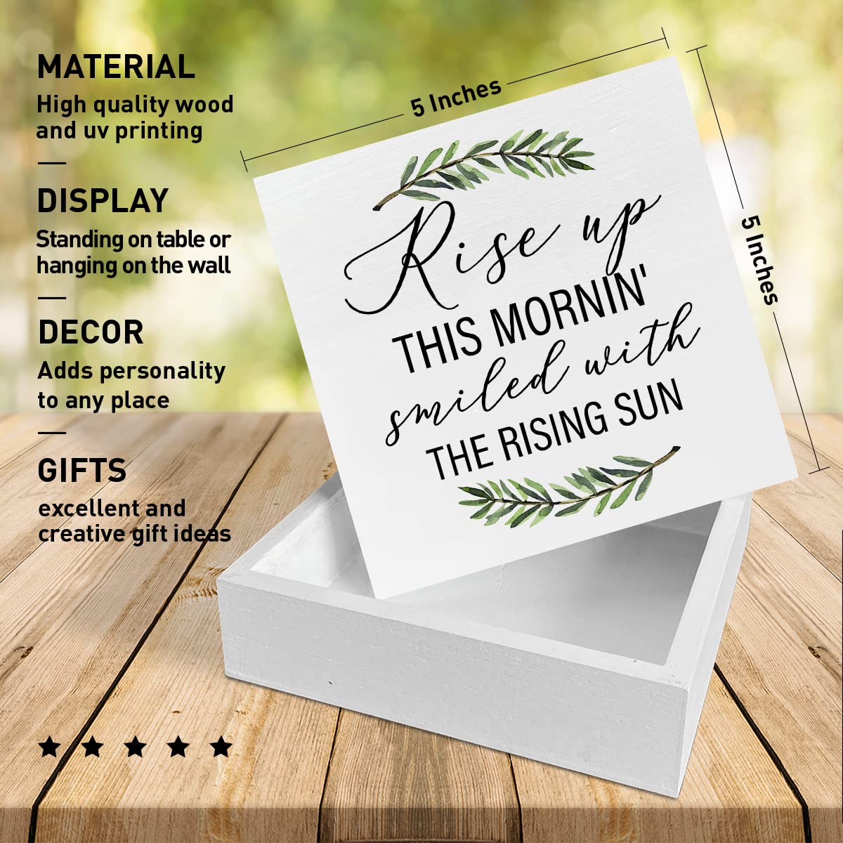 Wooden Box Sign Decor - Inspirational Quotes Desk Decor Motivational Decorations for Women, Men, Students, Office, Classroom, School
