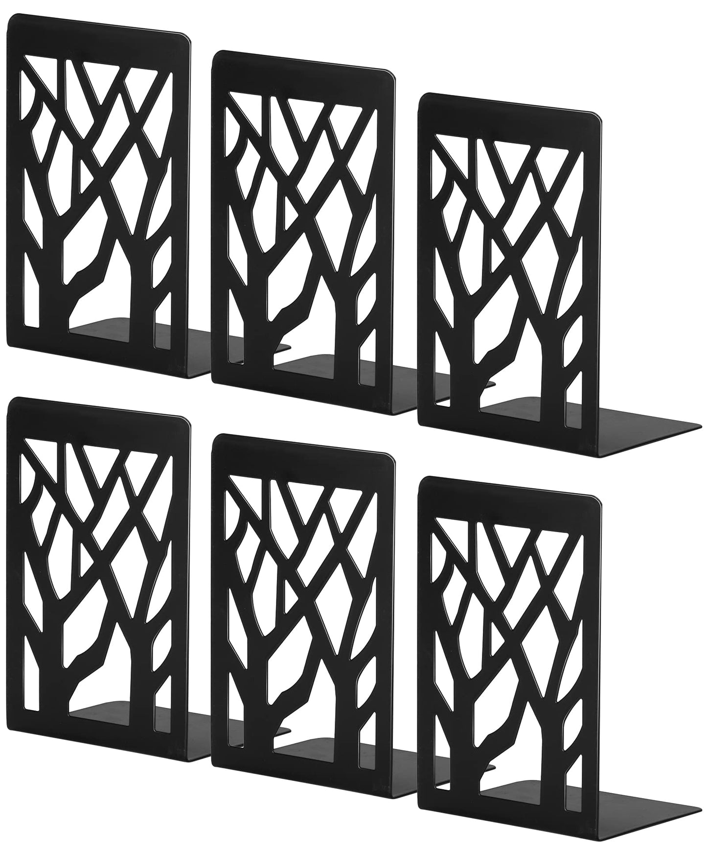 Book Ends, Bookends, Bookends for Shelves, Bookend, Book Ends for Heavy Books, Black Metal Book Shelf Holder Home Decorative, Book Stoppers for Shelves 3 Pair