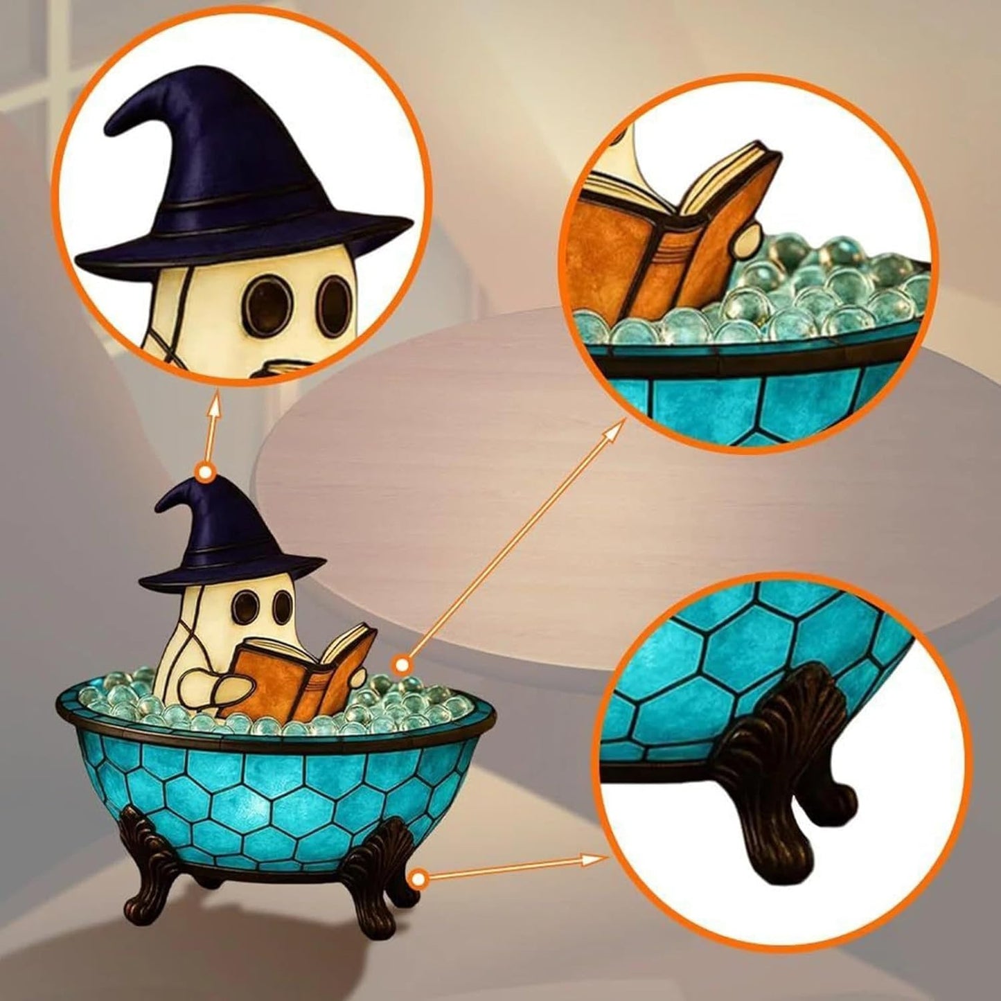 Ghost Bubble Bath Lamp, Bathtub Ghost Night Lights for Christmas&Halloween Decor, Reading Books Nightlight, LED Night Light for Bathroom Decor, Ghost-Themed Bathtub Lamp for Halloween&Xmas Party(2pcs)