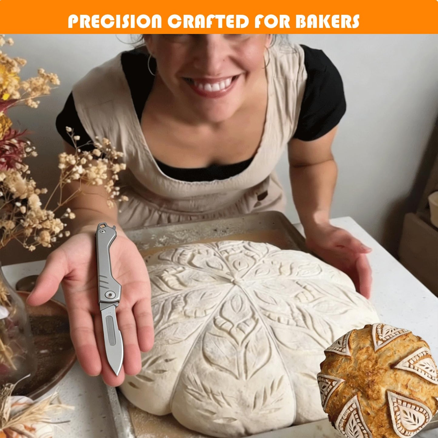MFPQLFEL Bread Lame Dough Scoring Tool, Bread Scoring Tool Kit, sourdough scissors, suitable for baking sourdough and regular bread, comes with 100 inches of cotton string and 10 bread blades.