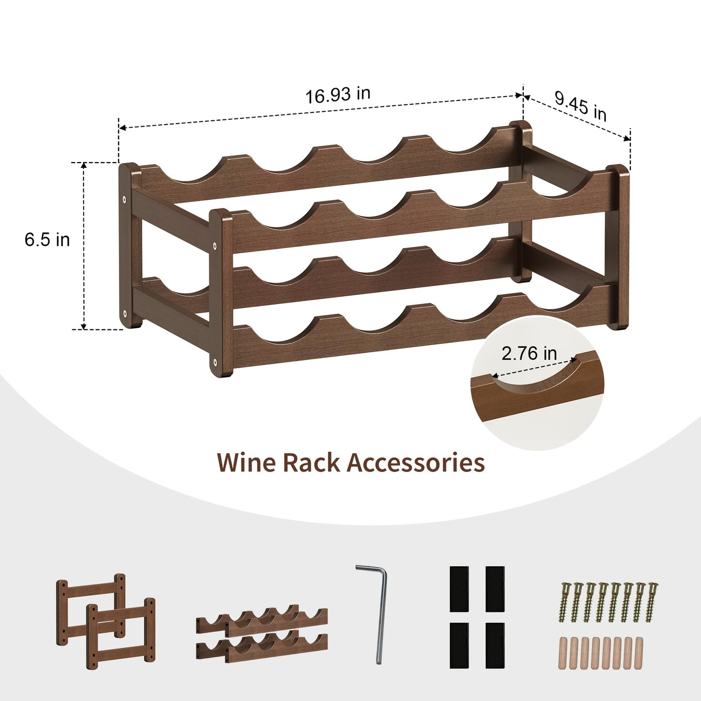 CAMOAT Wine Rack |Open & 2-Tier Bamboo Wine Holder| Freestanding Floor & Countertop Wine Display-Space-Saving Wooden Wine Storage Shelf for Kitchen, Cabinets,Bar & Dining Room(1, 2-Tiers)
