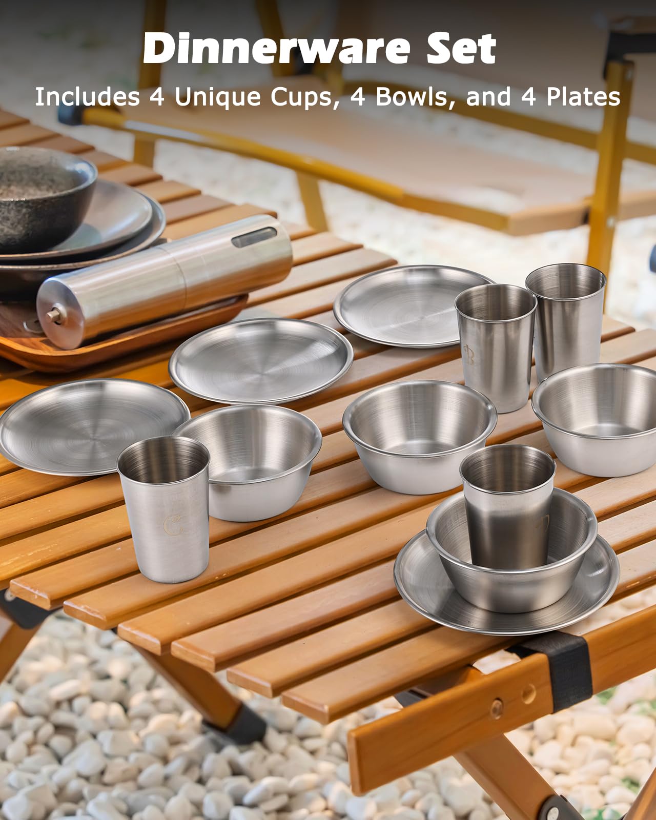 Hozzen 45-Pcs Camping Cooking Utensil Set - Car Camping Essentials Gear for Cooking and Grilling, Portable Camp Kitchen Set, Ideal Gift for RV Tent Camper, Picnics, BBQs, Parties