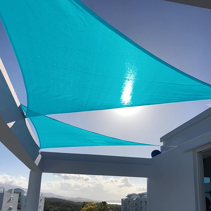 SUNNY GUARD Custom Size 11'x14'x17.8' Triangle Turquoise Blue UV Block Sunshade for Backyard Yard Deck Patio Garden Outdoor Activities and Facility(Customized)
