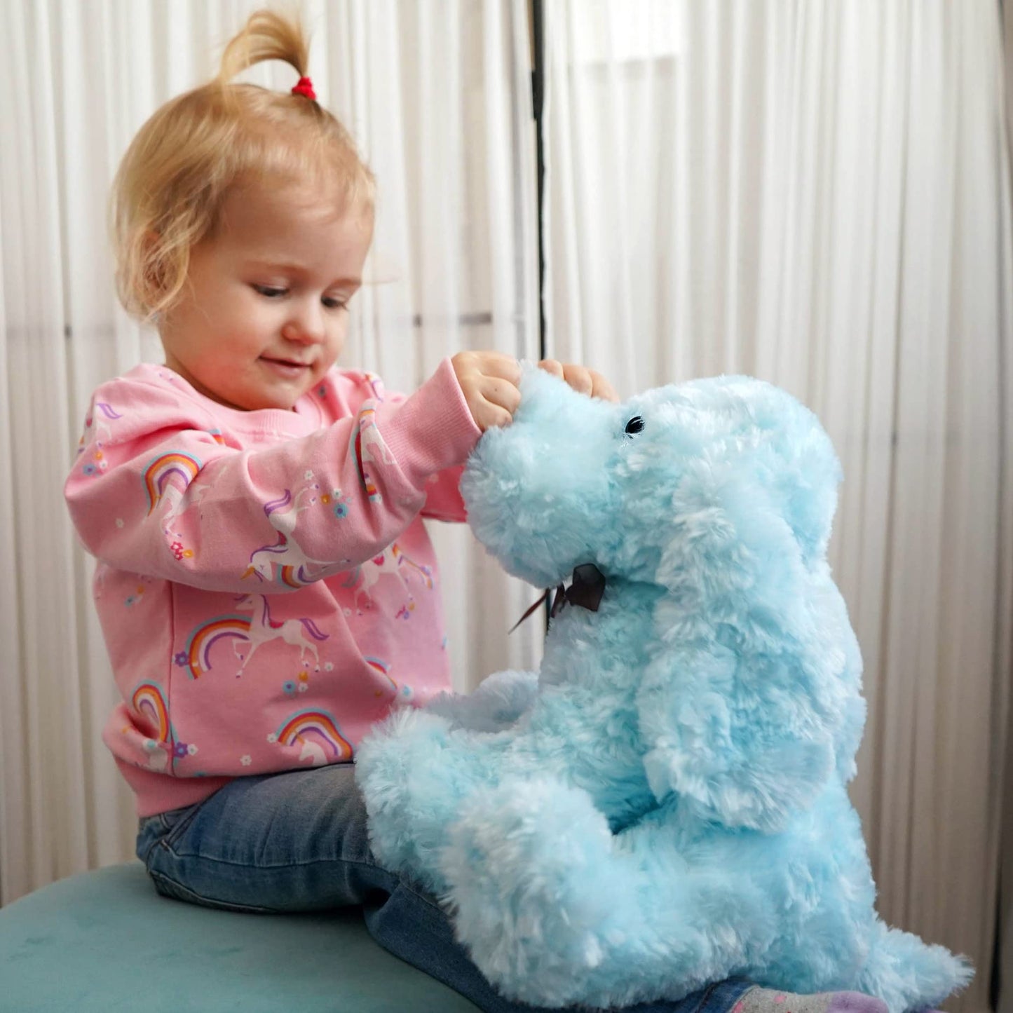 WEIGEDU Blue Pink Stuffed Dog Animals Plush Toys for Gifts Kids Decoration Education