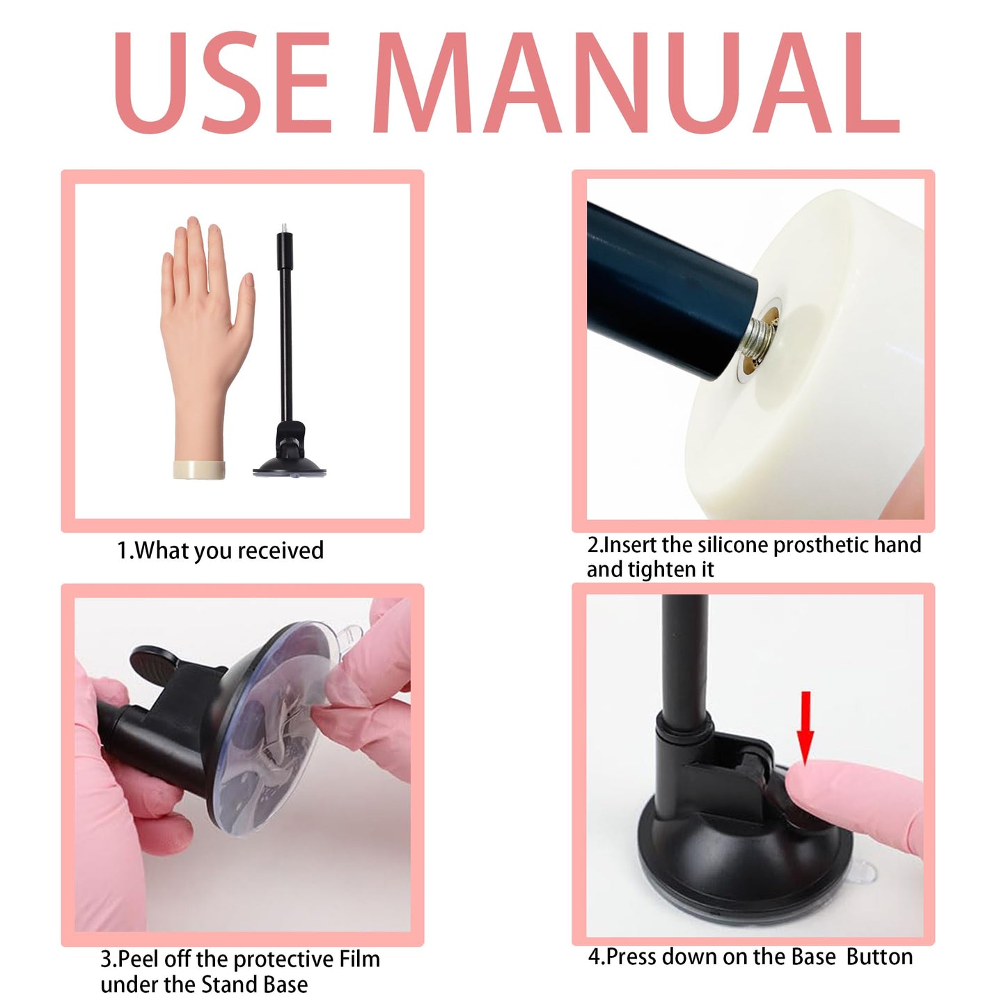 Practice Hand for Acrylic Nails with Stand Bracke,left Practice Hand for Acrylic Nails With Holder, Flexible Bendable Fake Hand Manicure Nail Practice Hand