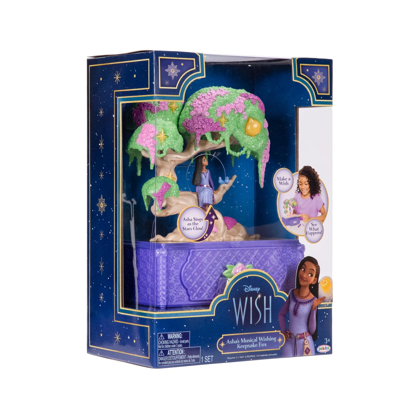 Disney's Wish Jewelry Box Asha's Wishing Tree Keepsake Musical Box with Star Toy Ring
