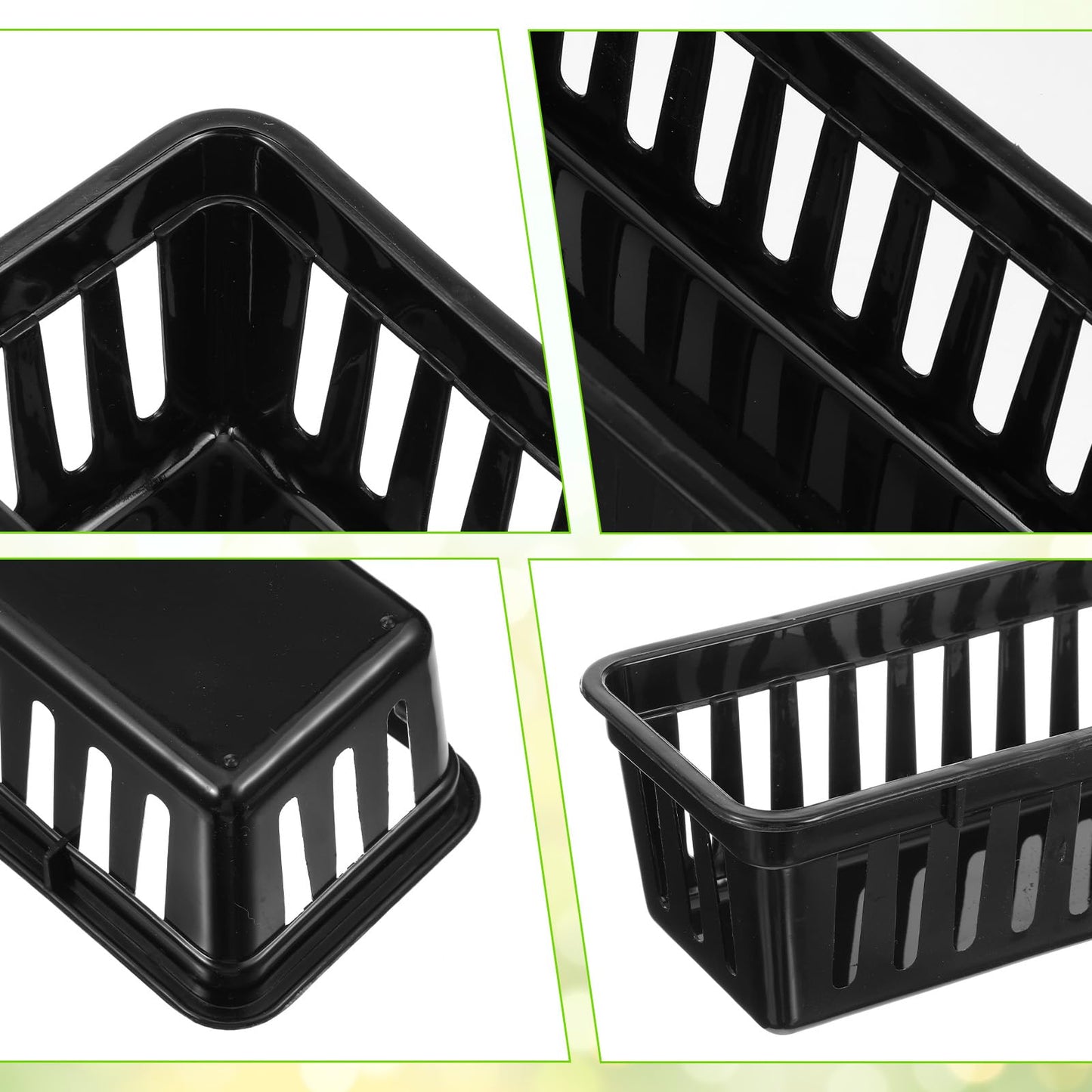 12 Pack Black Slim Plastic Storage Baskets for Organizing, 10.24 x 3.15 x 2.36 Inch Stackable Small Narrow Pencil Baskets, Drawer Storage Tray Holder for Home School Classroom Office Desk Cabinet