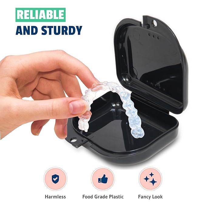 Orthodontic 32 Pcs Retainer Cases Bulk - Mouth Guard Case Holder with Vent Holes - Cute Partial Denture case with Tight Snap Lock-Durable Retainer Container case for Travel, Household & Office