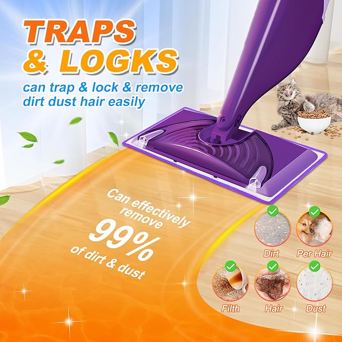 Microfiber Wet Jet Refills Compatible with Swiffer WetJet Mop, 6 Pack, Purple