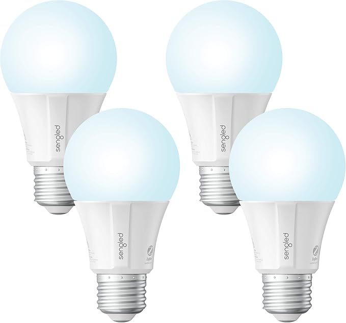 Sengled Zigbee Smart Light Bulbs, Smart Hub Required, Works with SmartThings and Echo with built-in Hub, Voice Control with Alexa and Google Home, Daylight 60W Equivalent A19 Alexa Light Bulb, 4 Pack