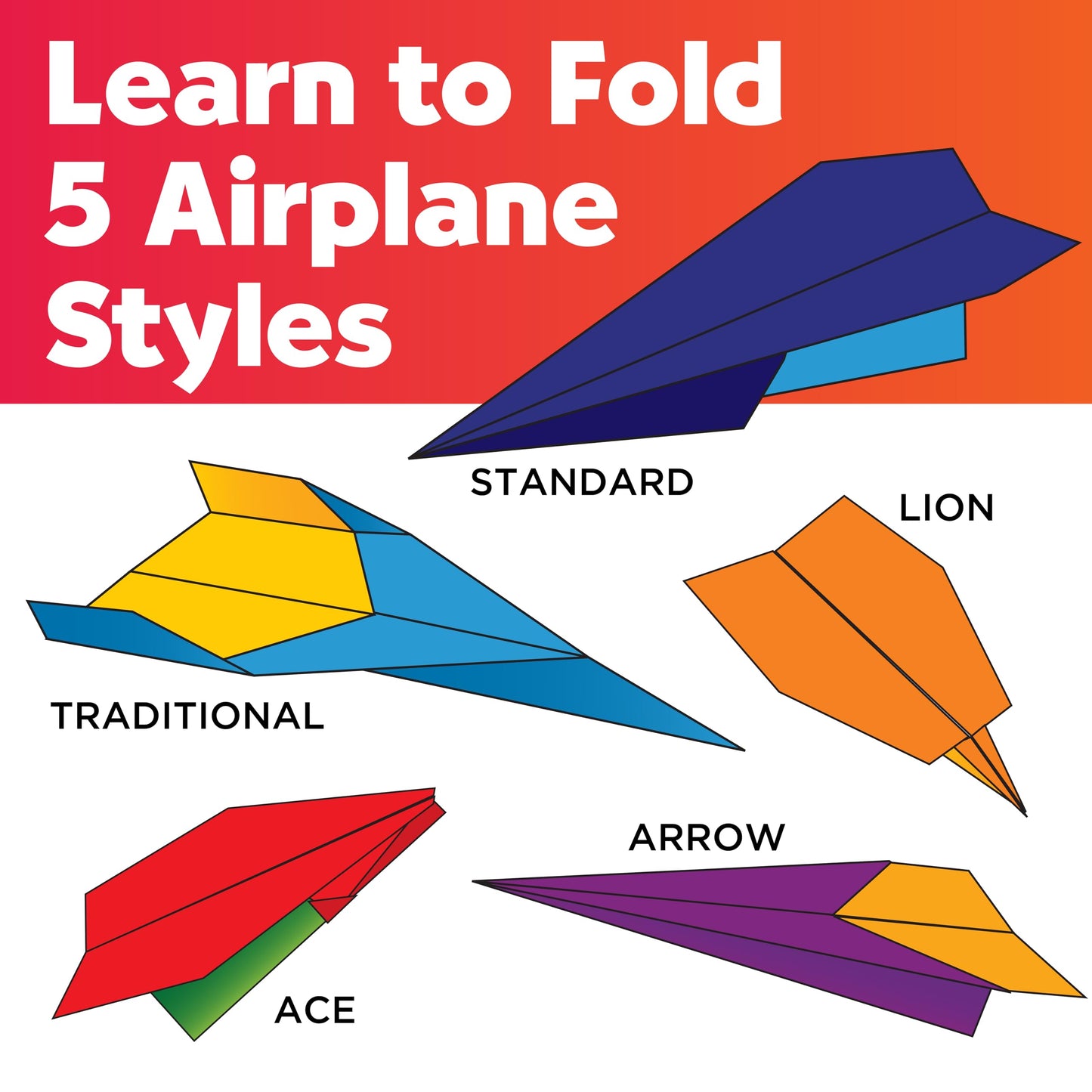 Creativity for Kids Stunt Squadron Fold & Launch Paper Airplanes: Create 80 Paper Airplanes, STEM Science Kit for Kids, Airplane Craft Kit for Kids, Gifts and Toys for Boys (Ages 6+)