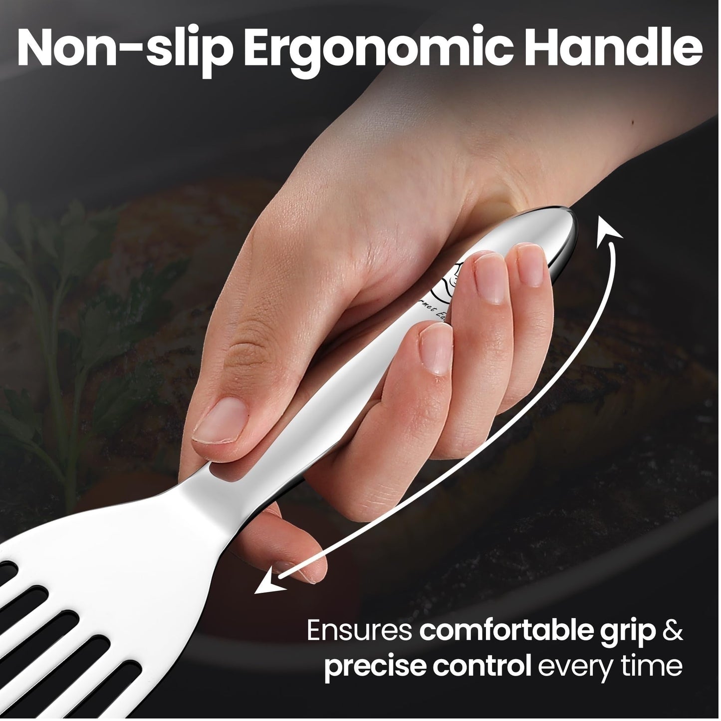 Stainless Steel Fish Spatula Set – 1 Large Fish Turner + 1 Small Metal Spatula, Ultra-Thin Edge for Easy Turning & Flipping, Metal Kitchen Utensils with Ergonomic Non-Slip Handle, Dishwasher Safe