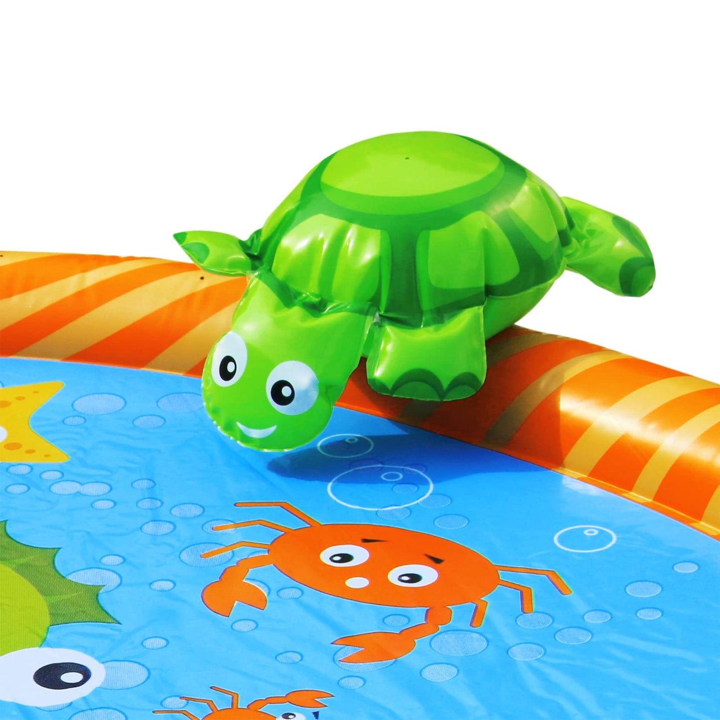 BANZAI Splash Pad Toddler Water Play Mat, 58 in Outdoor Kids Sprinkler Mat with 3D Sea Characters, Baby Splash Pad for Backyard Summer Fun