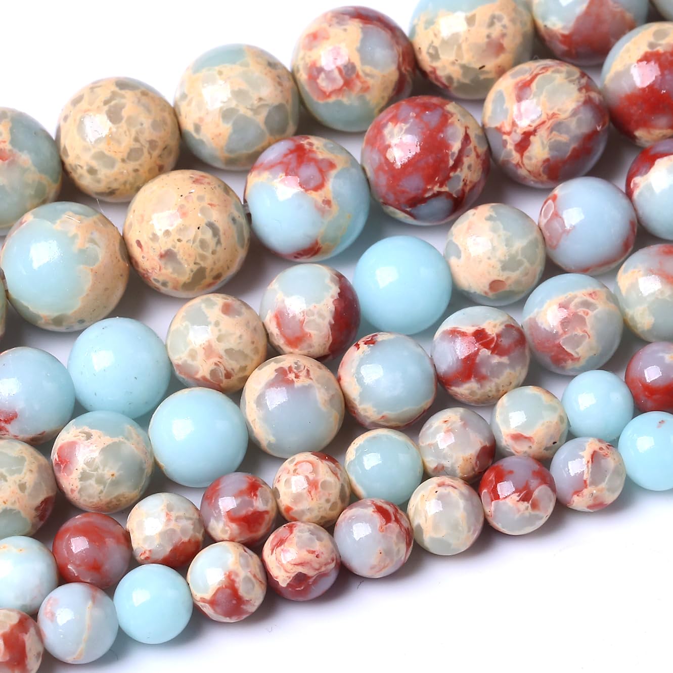 60PCS 6MM Natural Longevity Mountain Beads Round Loose Stone Beads for Jewelry Making DIY Energy Stone Healing Power Bracelet 15"