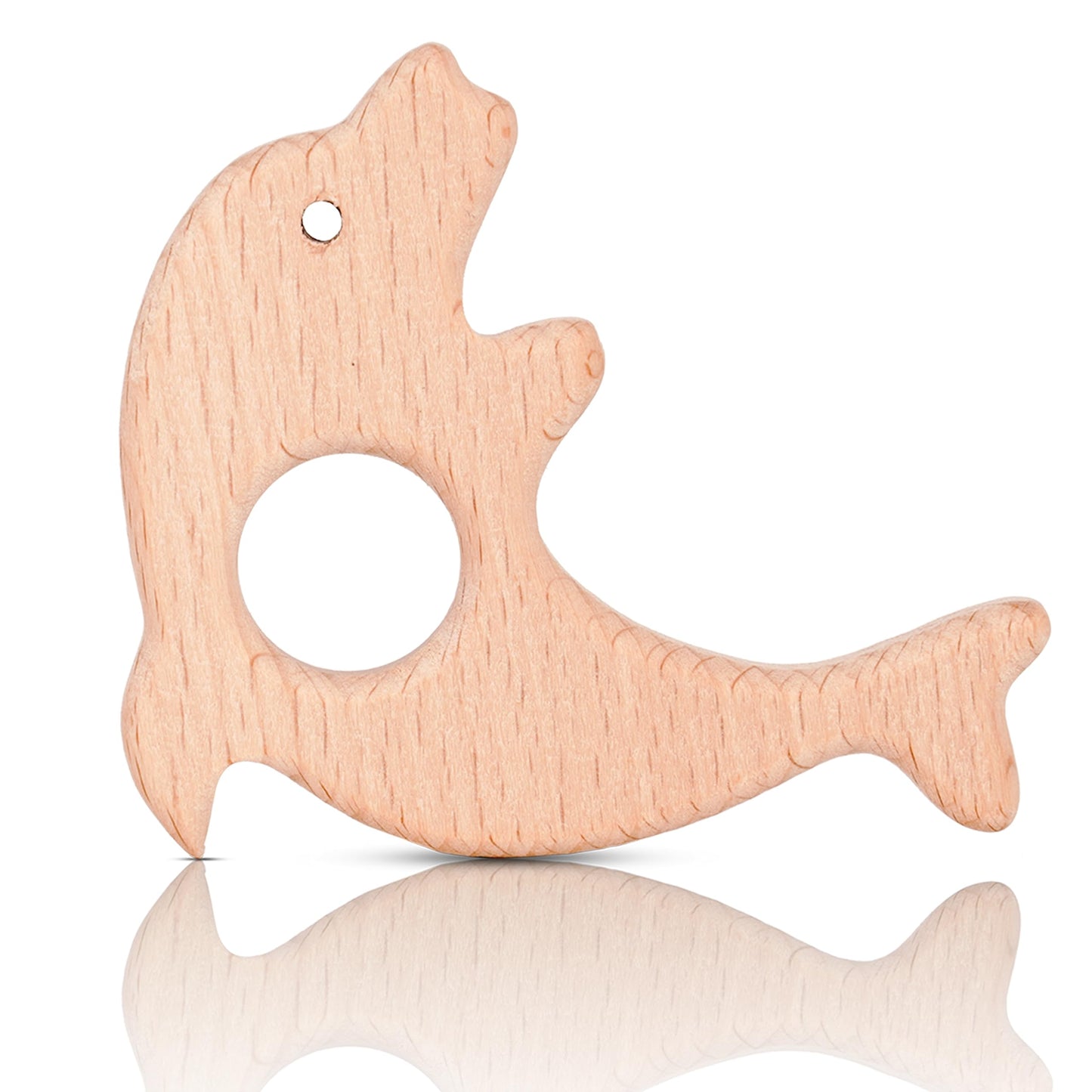 IoF 12 Pcs Teething Toys for Babies, Natural Wooden Teething Rings Baby Teether Chew Toys for Infant Toddler Teethers Crackers Animal Set Pain Relief Handmade Hanging Ring Set Toy