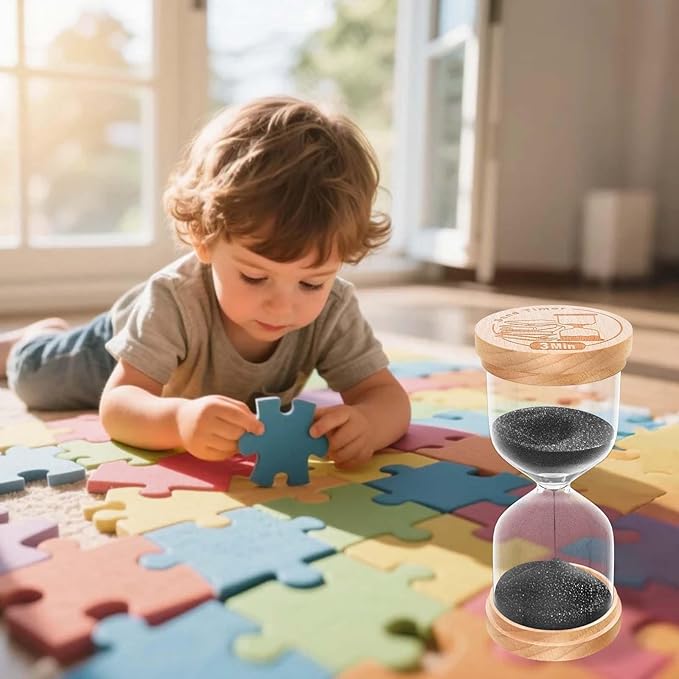15 Minute Sand Timer Hourglass, Beech Wood Hourglass Sand Clock, Small Black Wooden 15 Min Hour Glass, Sandglass, Reloj De Arena, Classroom, Game, Kitchen, Home, Office, Decorative
