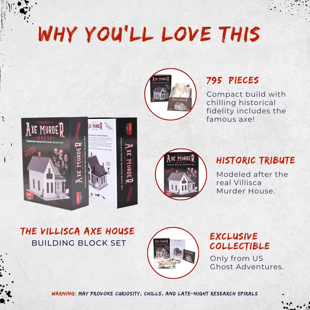 US Ghost Adventures Villisca Axe Murder House Complete Building Block Set, Historic Crime Scene Model Kit, 795 Pieces, Ages 13+, 7.4 x 7.4 x 6.42 Inches