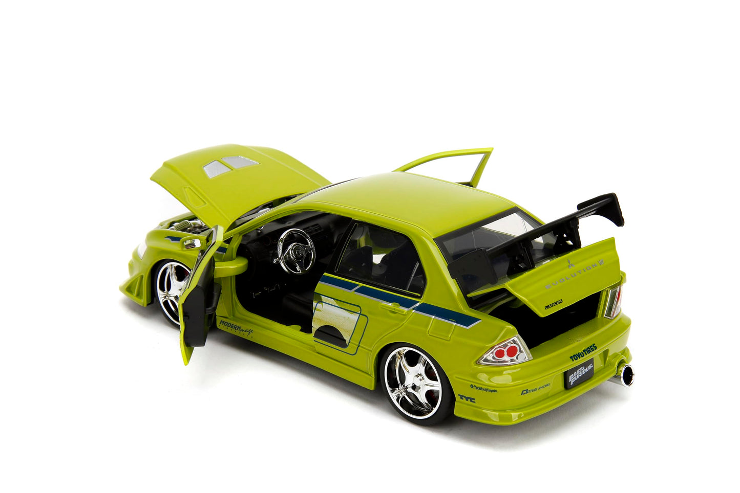 Jada Toys Fast & Furious 1:24 Brian's Mitsubishi Lancer Evolution VII Die-cast Car, toys for kids and adults, Lime Green (99788)