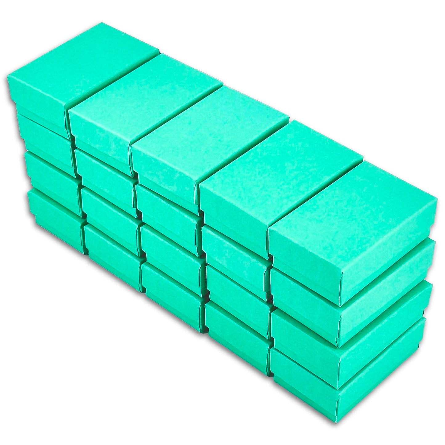TheDisplayGuys - 25-Pack #11 Cotton Filled Cardboard Paper Jewelry Boxes Gift Case - Teal Green (2.1" x 1.8" x 0.8") - for Shipping or Storage