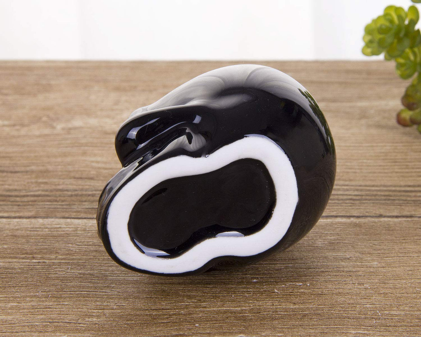 VanEnjoy Set of 3 Black Ceramic Skull Shaped Succulent Planter Pots Creative Cactus Plant Pot Pen Pencil Holder, Home Office Desk Decoration