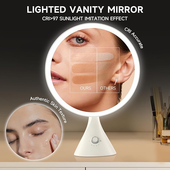 Lighted Makeup Mirror with Magnification Electric Plug in, 7X Magnifying Lighted Vanity Makeup Mirror with Led Lights