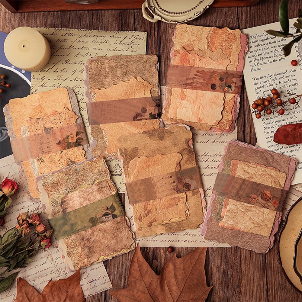 168PCS Textured Scrapbook Paper Kit 6 Themes Scrapbook Journaling Supplies Embossed Rice Decoupage Paper Mixed Media for Bullet Journaling, Junk Journal, Retro Crafts