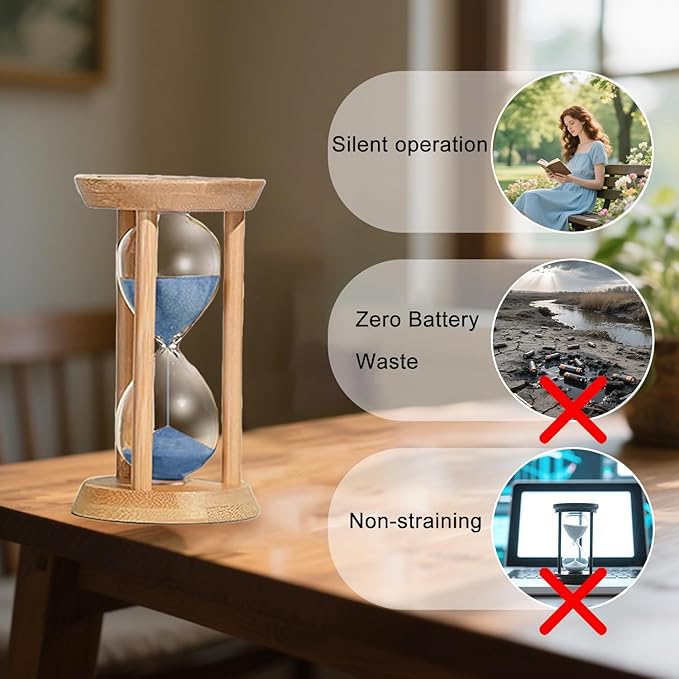 Hourglass 20 Minute,Wood Sand Timer,20 Min Sandglass Timer,Sand Watch for Teachers Classroom Timer,Deep Learning time,Cooking,Blue