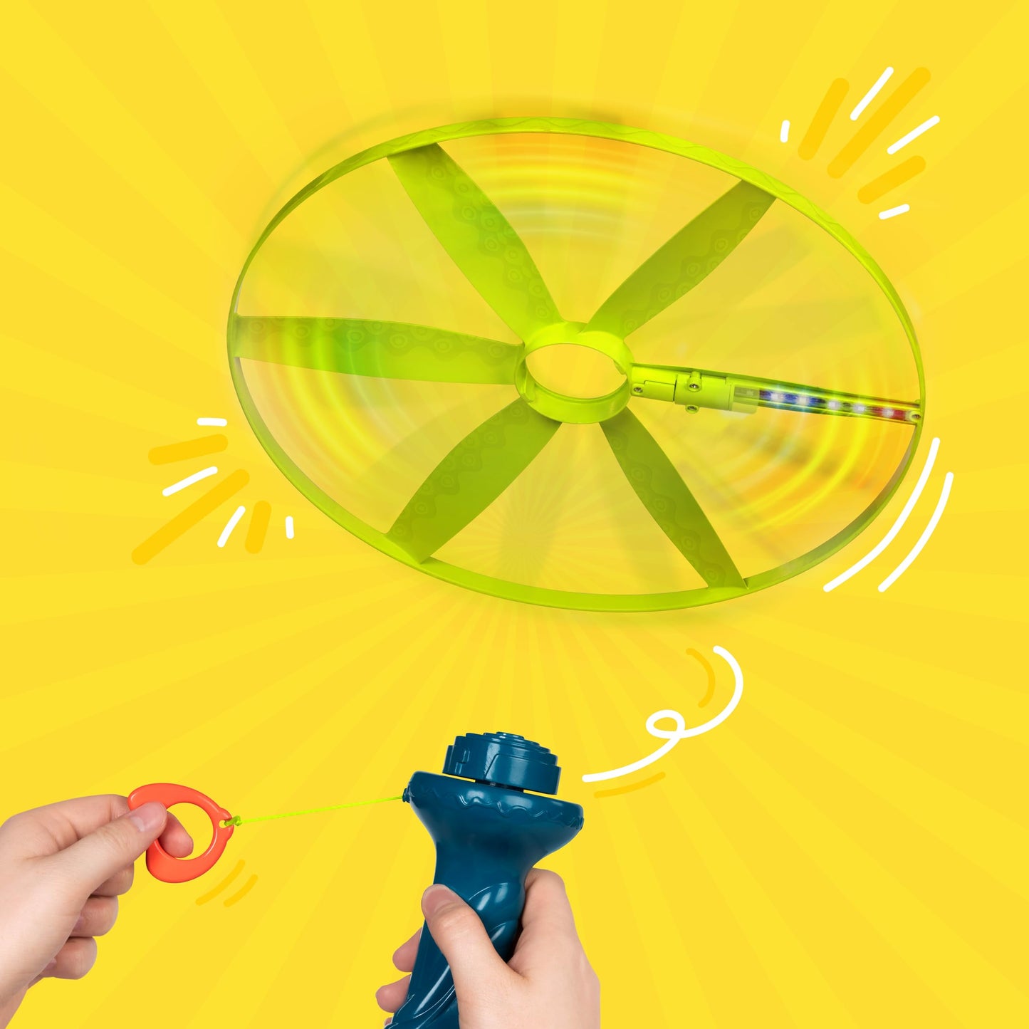 B. toys – Skyrocopter – Sports & Outdoors – Light – Up Disco Flyers – Flying Disc with Lights & Launcher for Kids 5 Years +