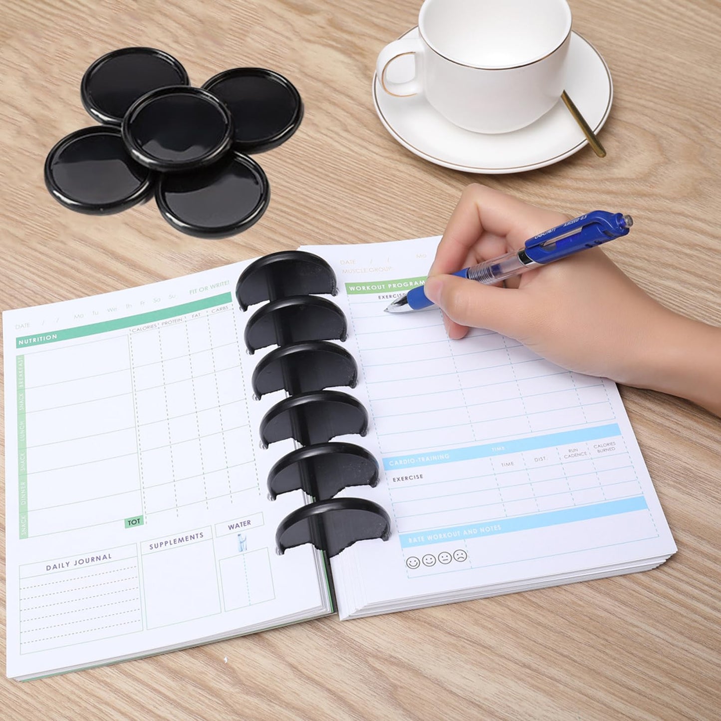 40 Pcs Discbound Disc 2 Inch Book Binding Discs, Black Expansion Discs Notebooks Planner Discs for DIY Notebooks and Planner Scrapbooking Supplies