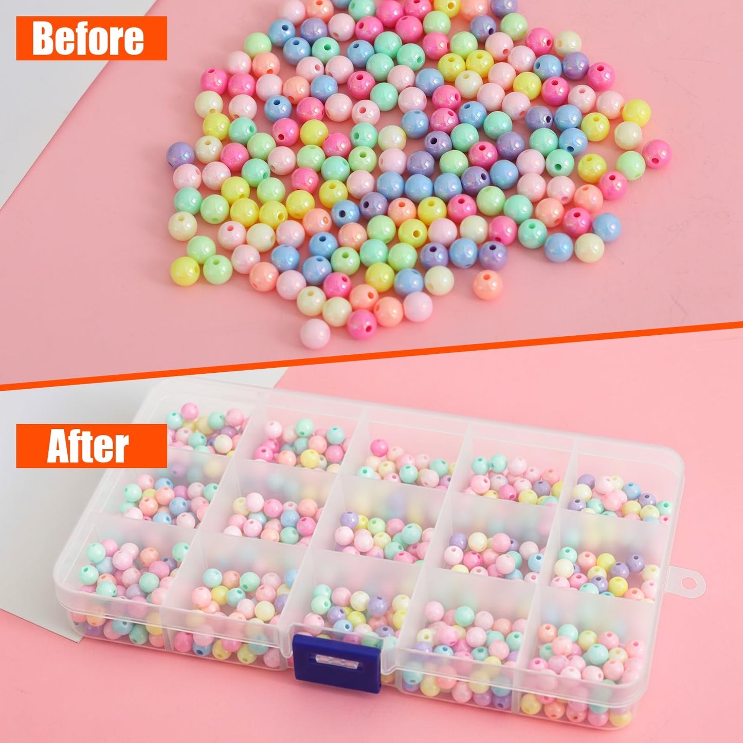 Vlammende 5-Pack 15 Grids Bead Organizer,Plastic Organizer Storage Box Clear Fishing Tackle Box,Diamond Jewelry Craft Painting Storage Case for Jewelry,Beads,Tools