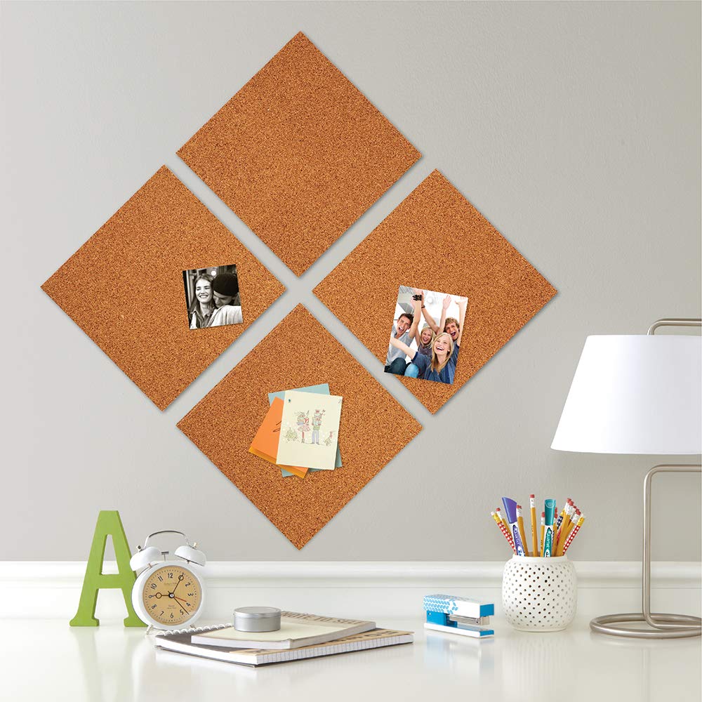 Quartet Cork Tiles, Bulletin Board Cork Panels 12" x 12" x 3/16", Natural, 8 Pack (108)